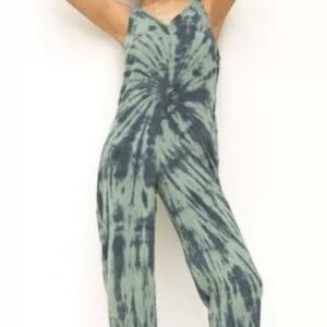 Anthropologie Green Tie-Dye Jumpsuit